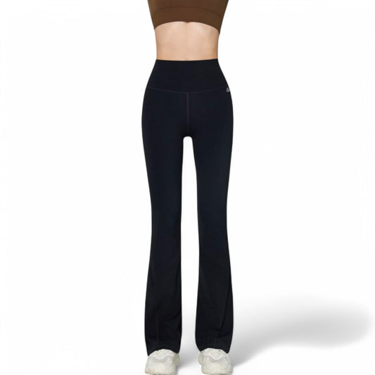 Anna-Kaci Women's High-Waist Flared Leggings with Stretch Fabric and Contoured Fit