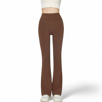 Anna-Kaci Women's High-Waist Flared Leggings with Stretch Fabric and Contoured Fit
