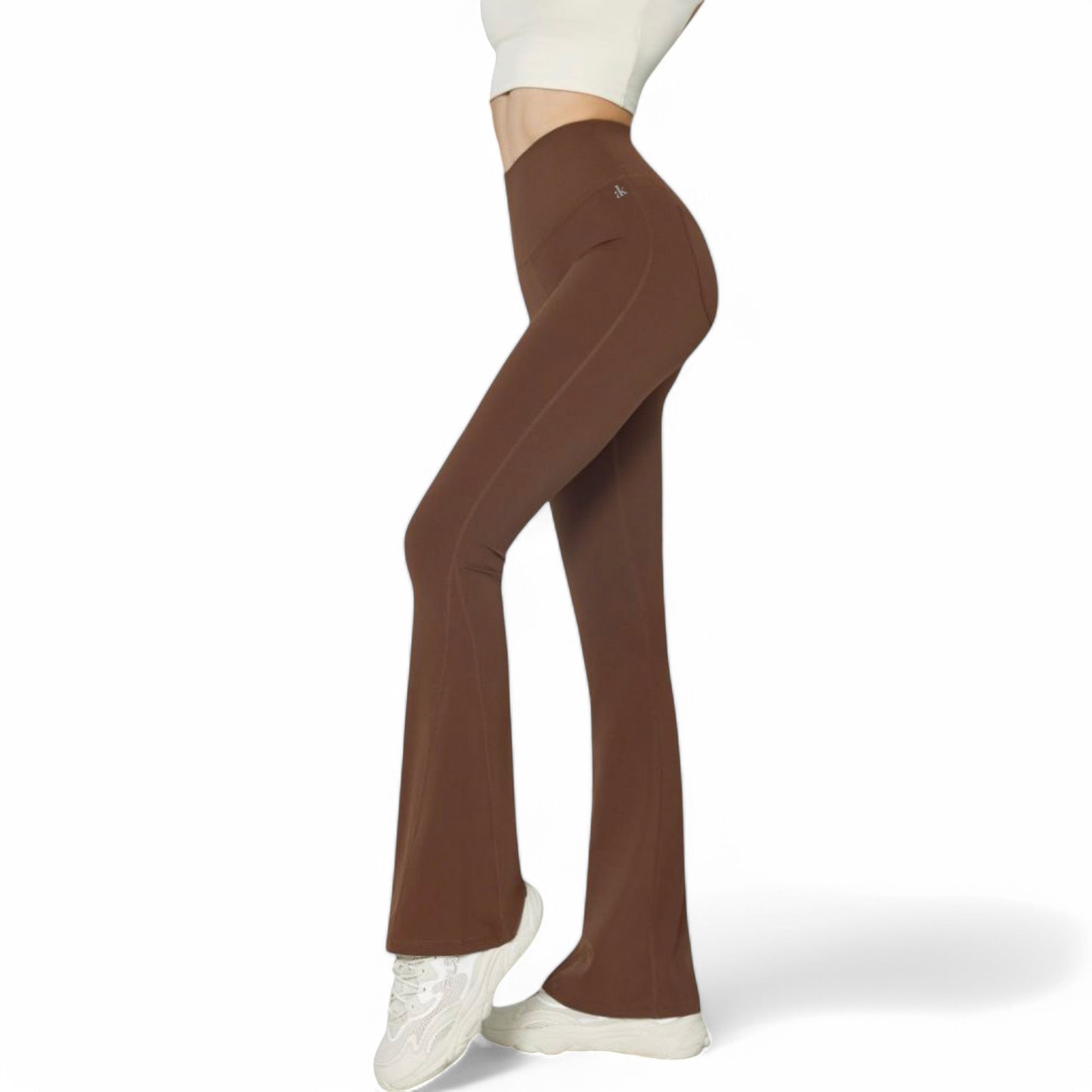 Anna-Kaci Women's High-Waist Flared Leggings with Stretch Fabric and Contoured Fit