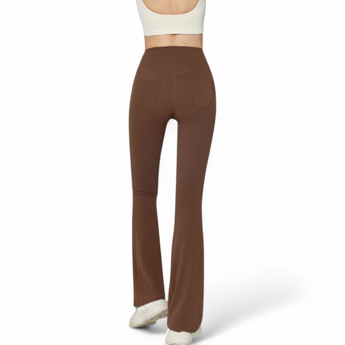 Anna-Kaci Women's High-Waist Flared Leggings with Stretch Fabric and Contoured Fit
