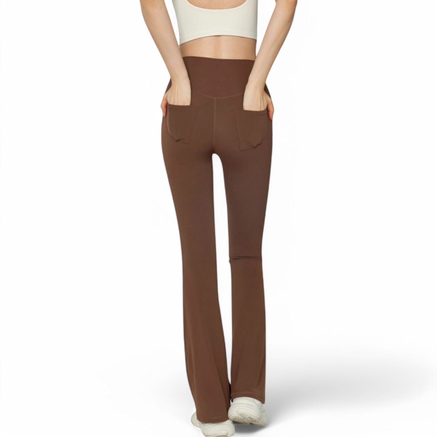 Anna-Kaci Women's High-Waist Flared Leggings with Stretch Fabric and Contoured Fit