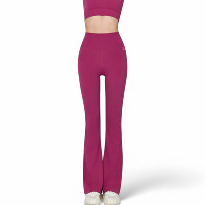 Anna-Kaci Women's High-Waist Flared Leggings with Stretch Fabric and Contoured Fit