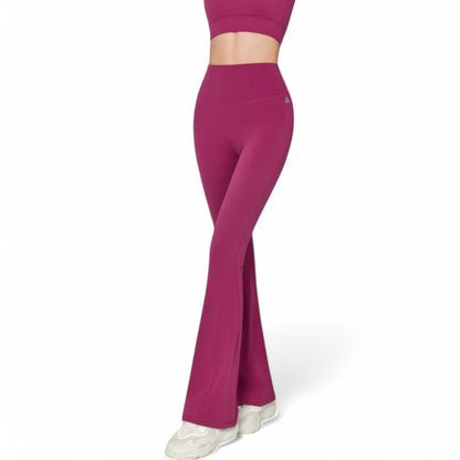 Anna-Kaci Women's High-Waist Flared Leggings with Stretch Fabric and Contoured Fit