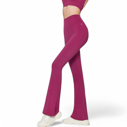 Anna-Kaci Women's High-Waist Flared Leggings with Stretch Fabric and Contoured Fit