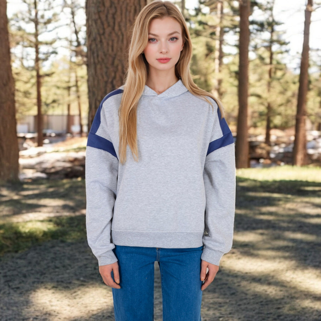 Anna-Kaci Women's Oversized Hoodie with Contrast Shoulder Stripes