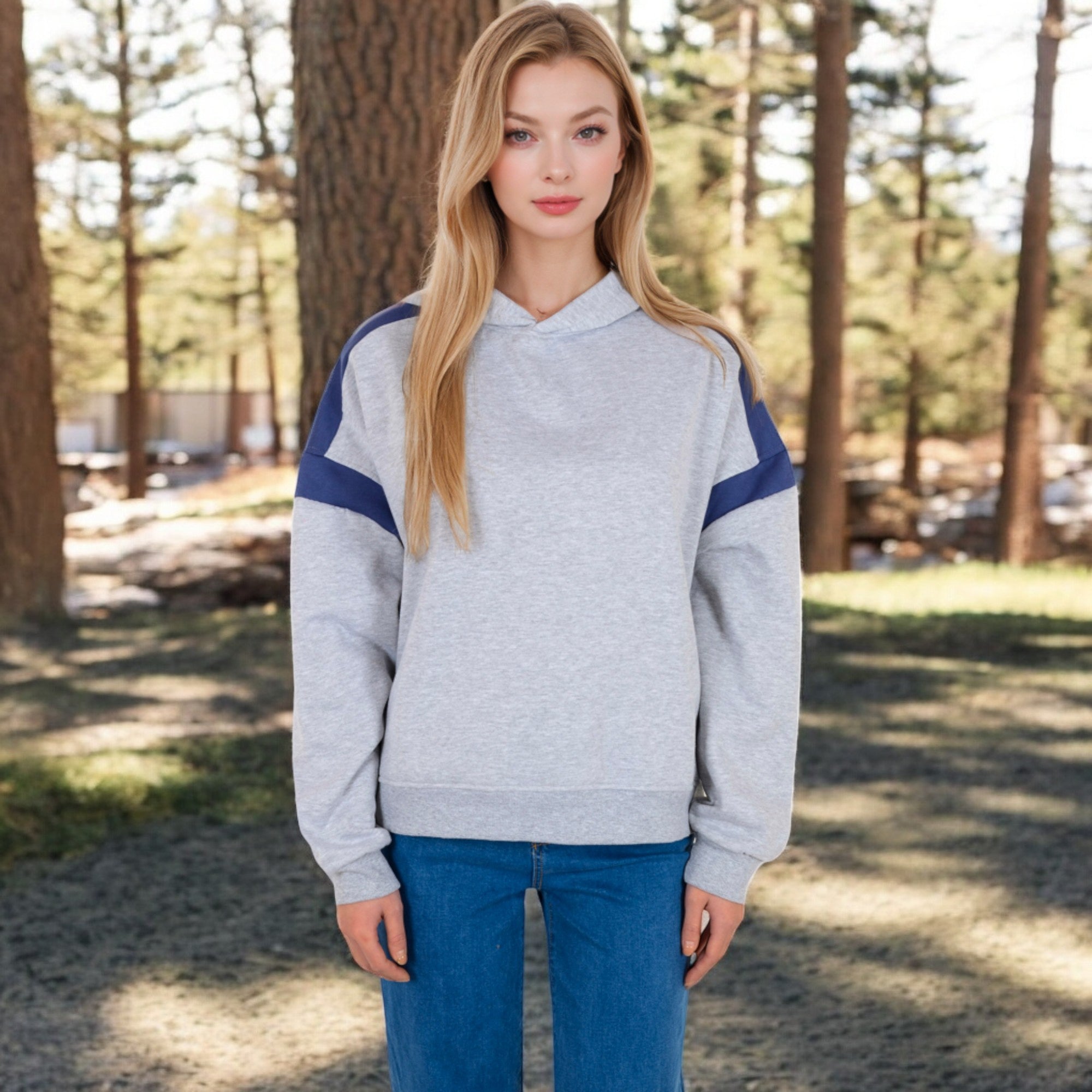 Anna-Kaci Women's Oversized Hoodie with Contrast Shoulder Stripes