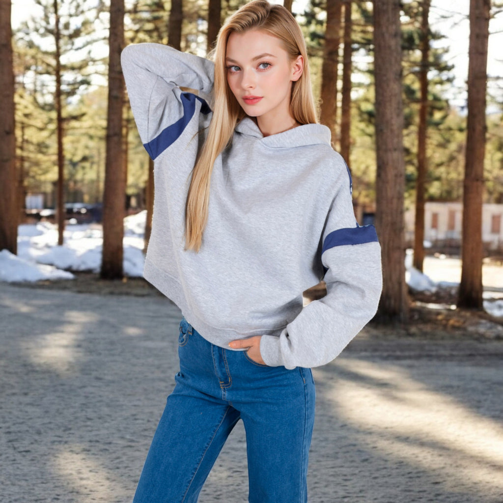 Anna-Kaci Women's Oversized Hoodie with Contrast Shoulder Stripes