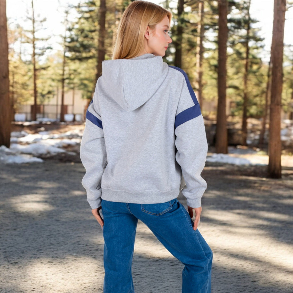 Anna-Kaci Women's Oversized Hoodie with Contrast Shoulder Stripes