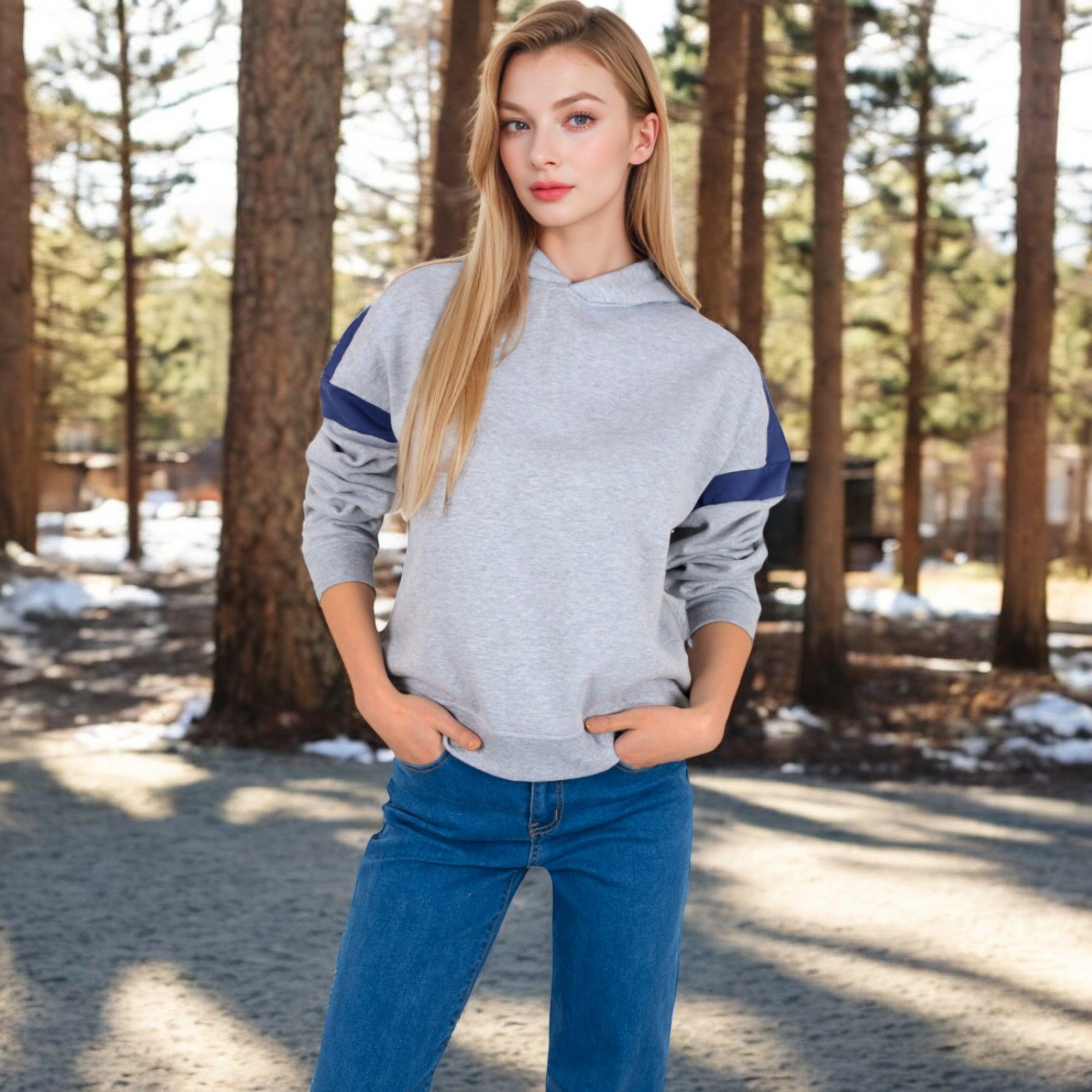 Anna-Kaci Women's Oversized Hoodie with Contrast Shoulder Stripes