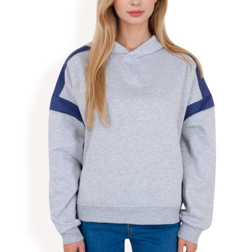 Anna-Kaci Women's Oversized Hoodie with Contrast Shoulder Stripes