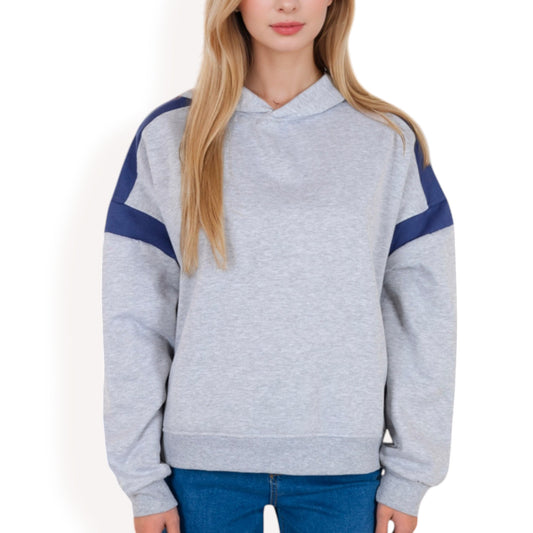 Anna-Kaci Women's Oversized Hoodie with Contrast Shoulder Stripes