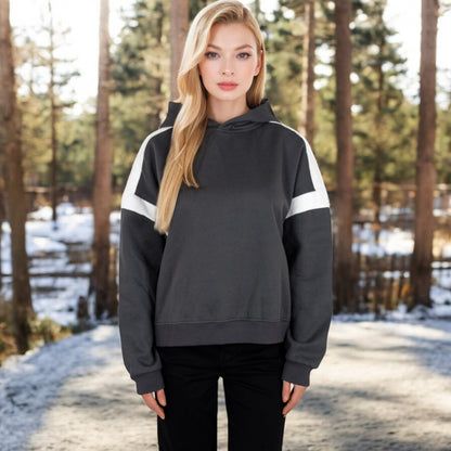 Anna-Kaci Women's Oversized Hoodie with Contrast Shoulder Stripes