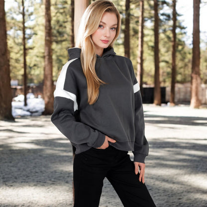 Anna-Kaci Women's Oversized Hoodie with Contrast Shoulder Stripes