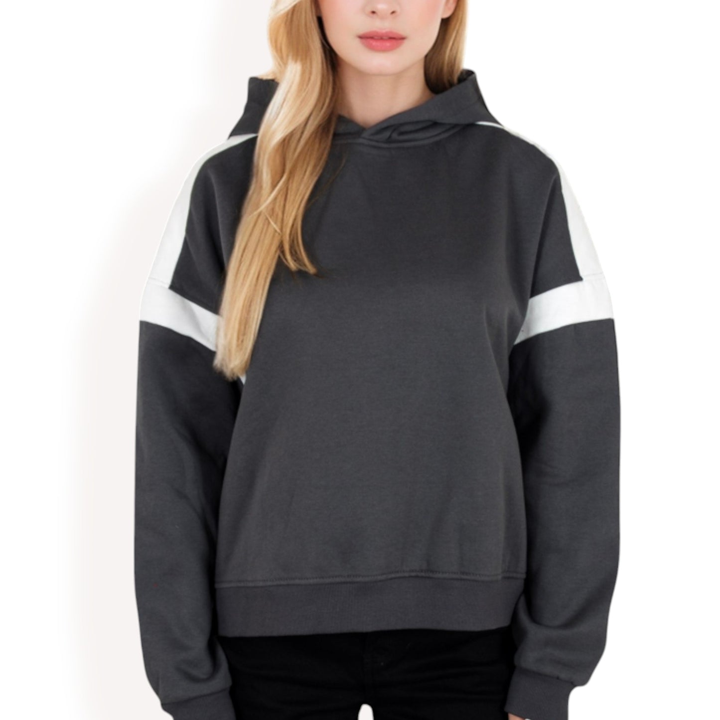 Anna-Kaci Women's Oversized Hoodie with Contrast Shoulder Stripes