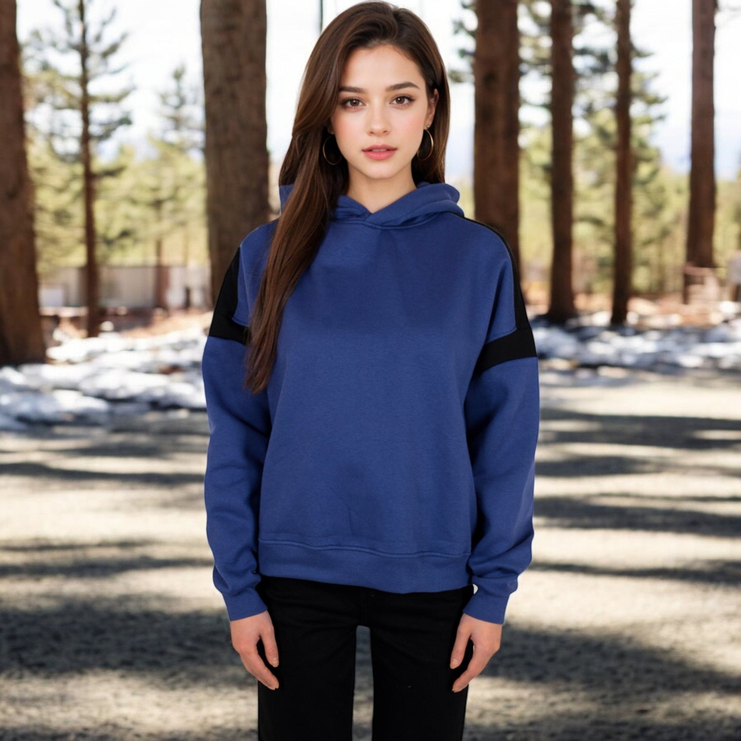 Anna-Kaci Women's Oversized Hoodie with Contrast Shoulder Stripes