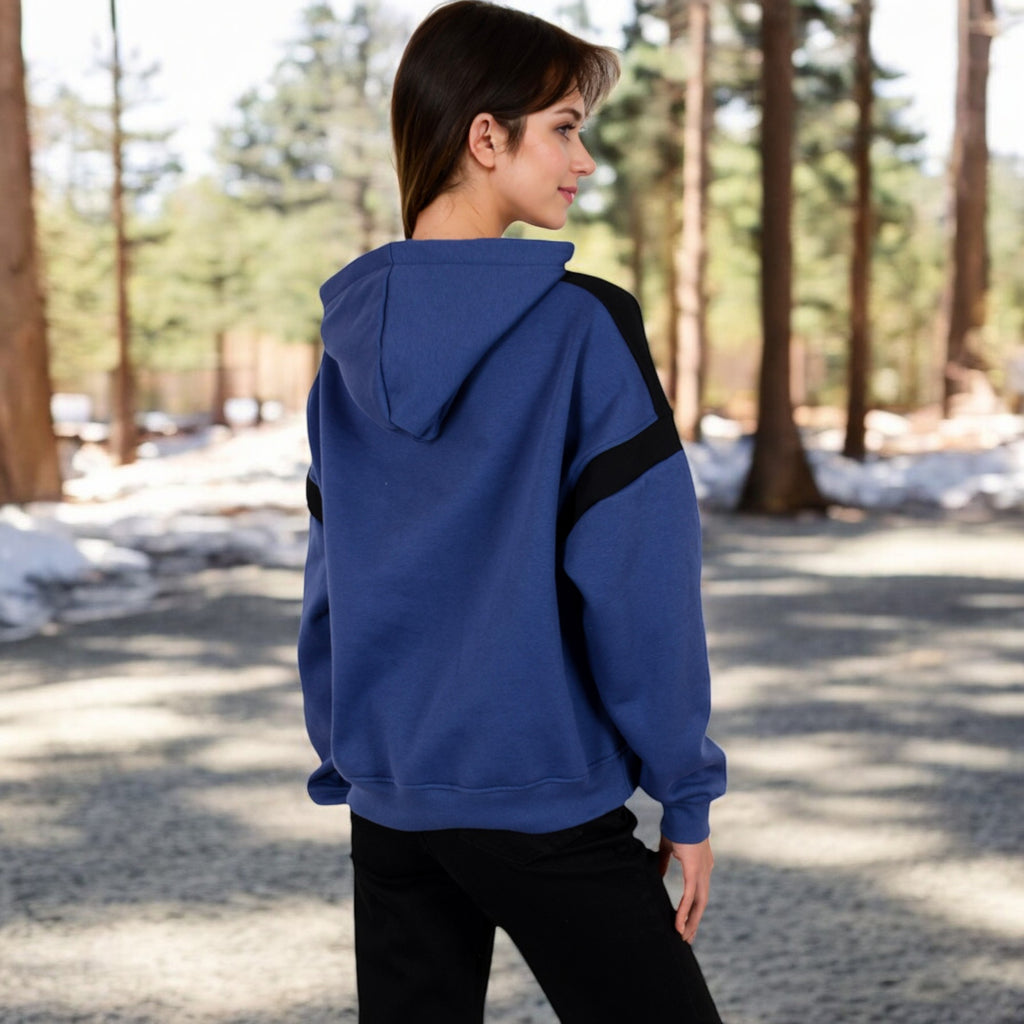 Anna-Kaci Women's Oversized Hoodie with Contrast Shoulder Stripes