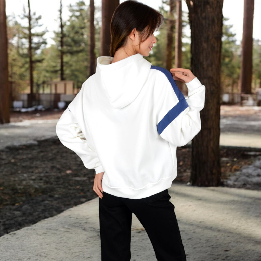 Anna-Kaci Women's Oversized Hoodie with Contrast Shoulder Stripes