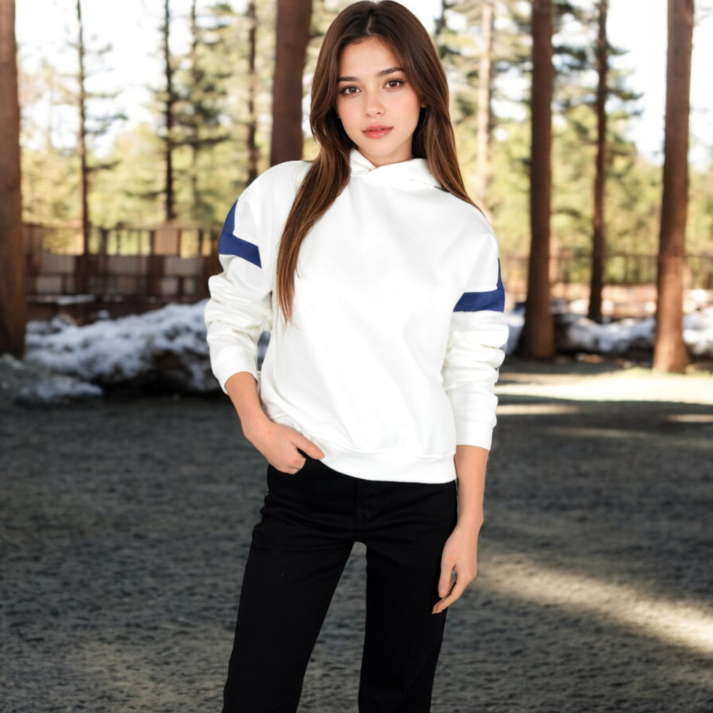 Anna-Kaci Women's Oversized Hoodie with Contrast Shoulder Stripes