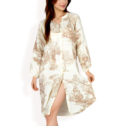 Anna-Kaci Women's Printed Button-Up Long Sleeve Shirt Dress with Relaxed Fit