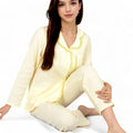 Anna-Kaci Women's Lightweight Gauze Pajama Set with Lace Trim and Button-Up Design