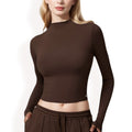 Anna-Kaci Women's Long Sleeve Mock Neck Cropped Activewear Top
