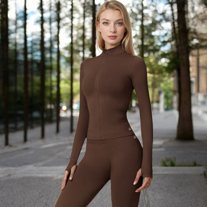 Anna-Kaci Women's Long Sleeve Zip-Up Activewear Jacket