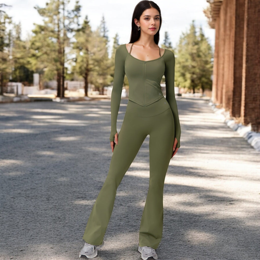 Anna-Kaci Women's Long Sleeve Zip-Up Top with Thumbholes