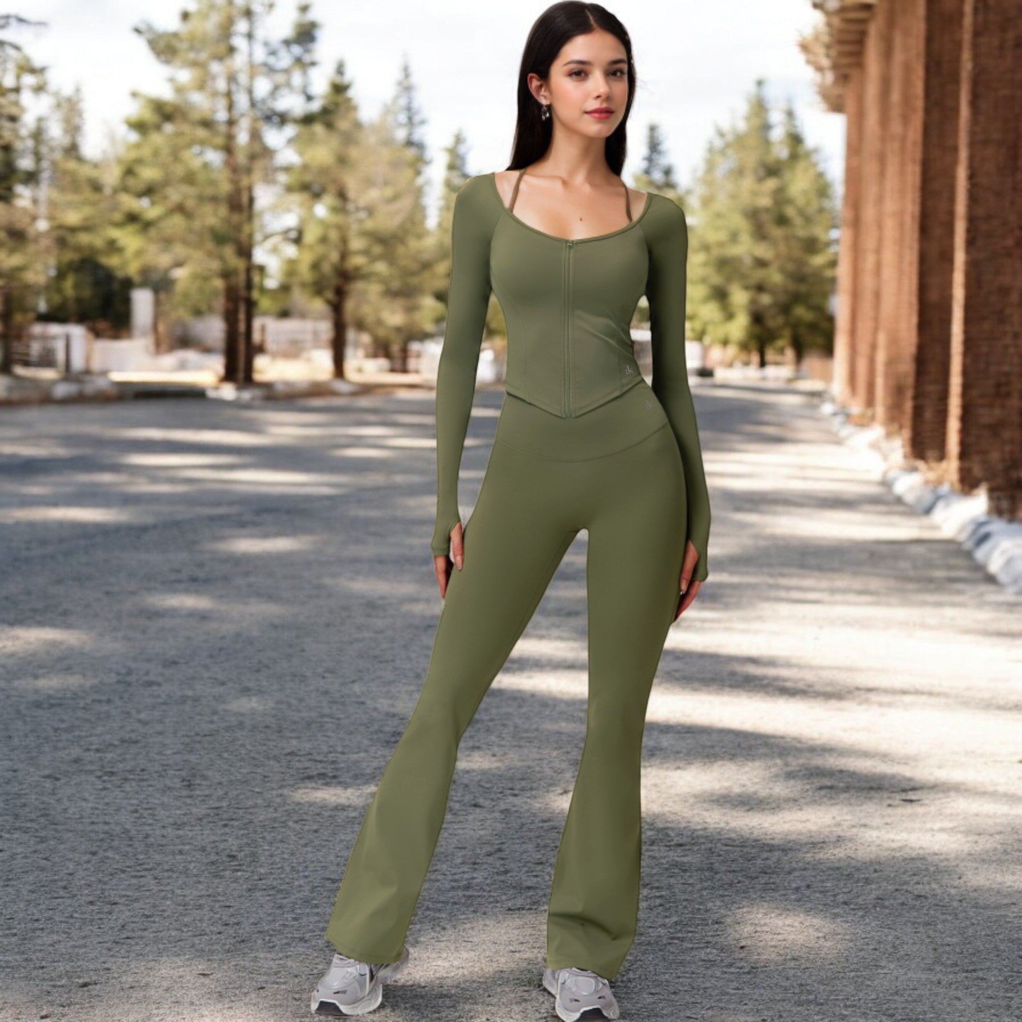 Anna-Kaci Women's Long Sleeve Zip-Up Top with Thumbholes