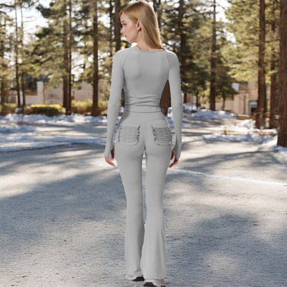 Anna-Kaci Women's Long Sleeve Zip-Up Top with Thumbholes