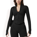 Anna-Kaci Women's Zip-Up Long Sleeve Activewear Jacket with Thumbholes and High Collar