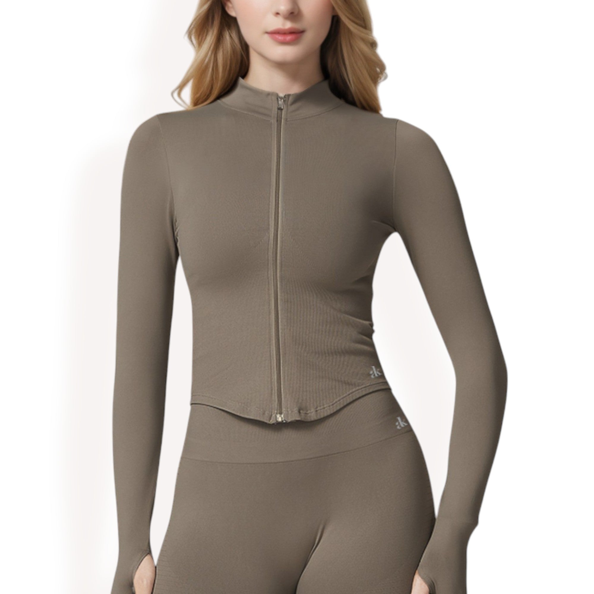 Anna-Kaci Women's Zip-Up Long Sleeve Activewear Jacket with Thumbholes and High Collar