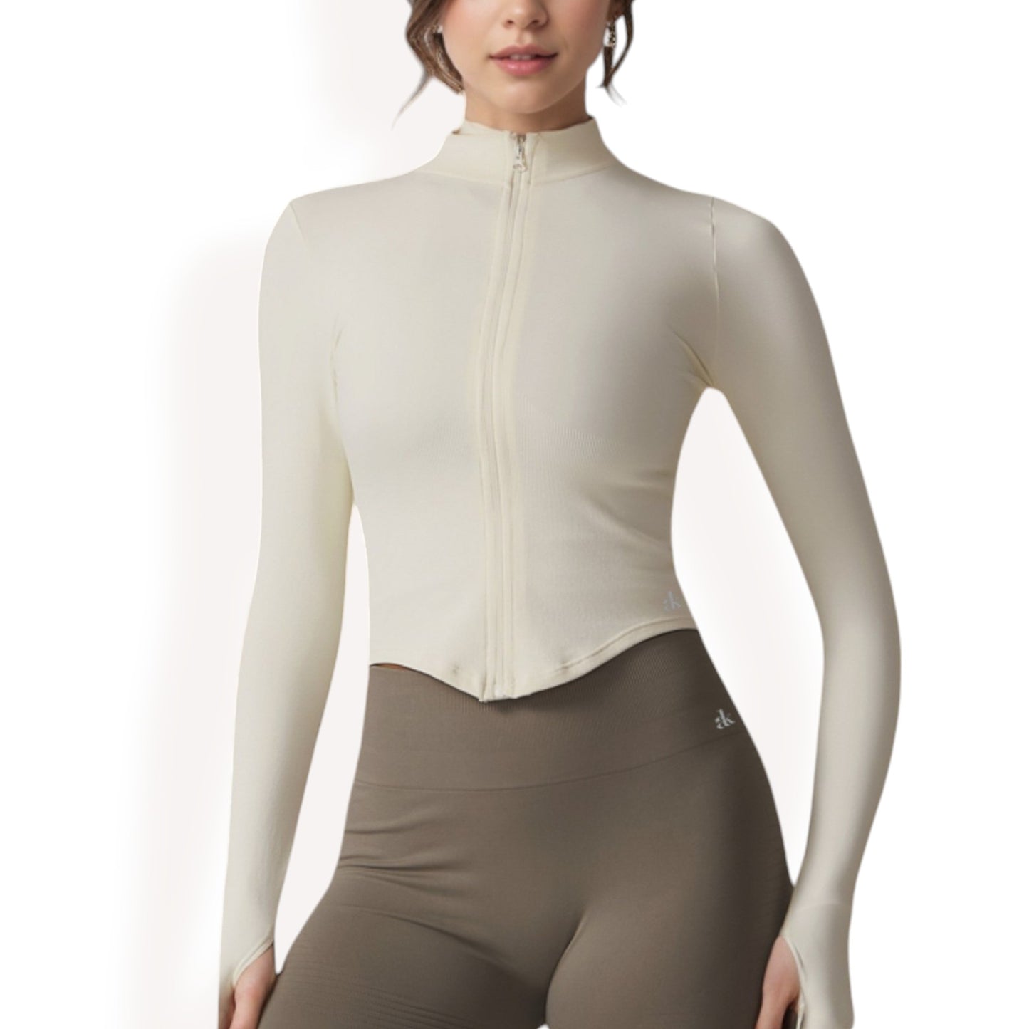 Anna-Kaci Women's Zip-Up Long Sleeve Activewear Jacket with Thumbholes and High Collar