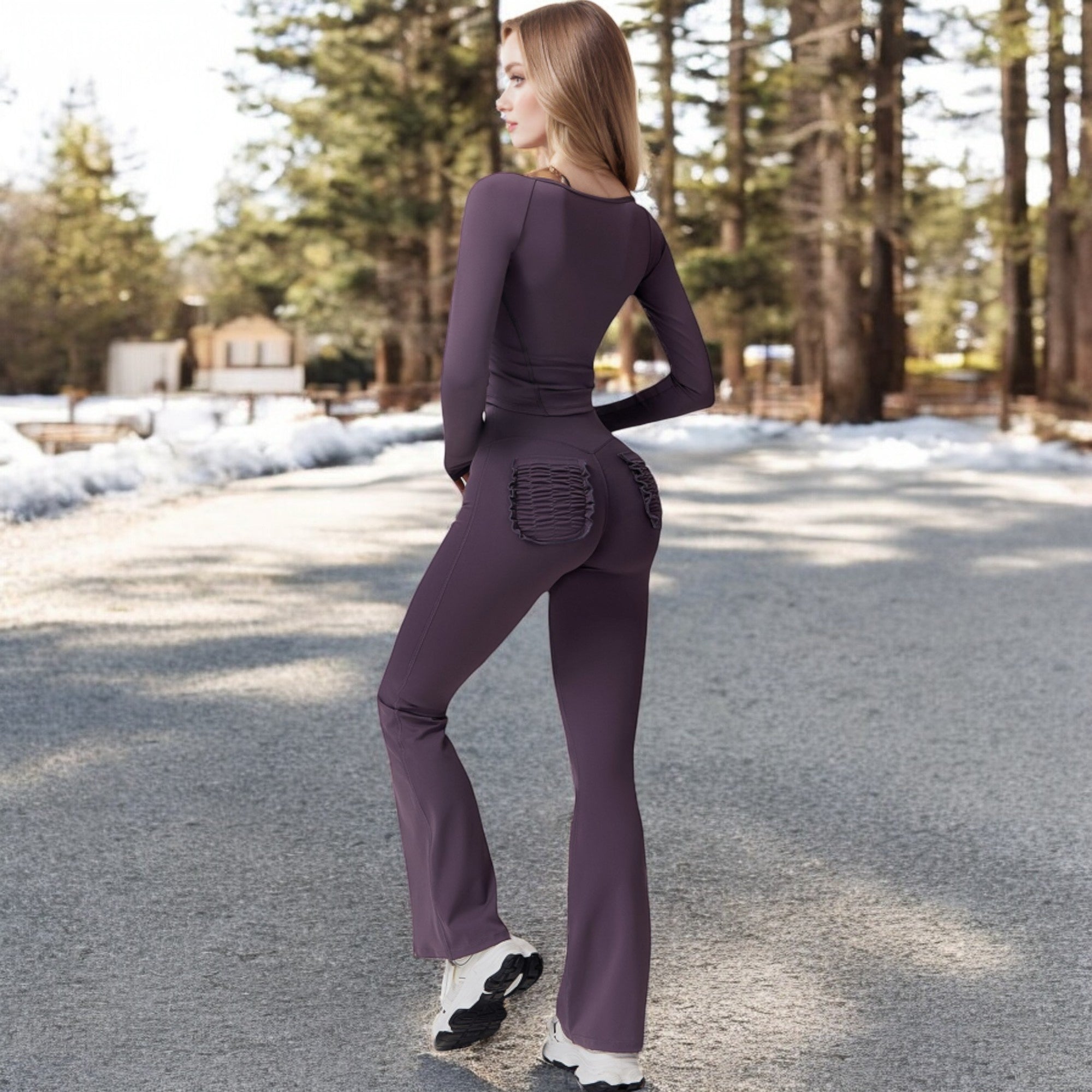 Anna-Kaci Women's High Waist Flared Leg Yoga Pants