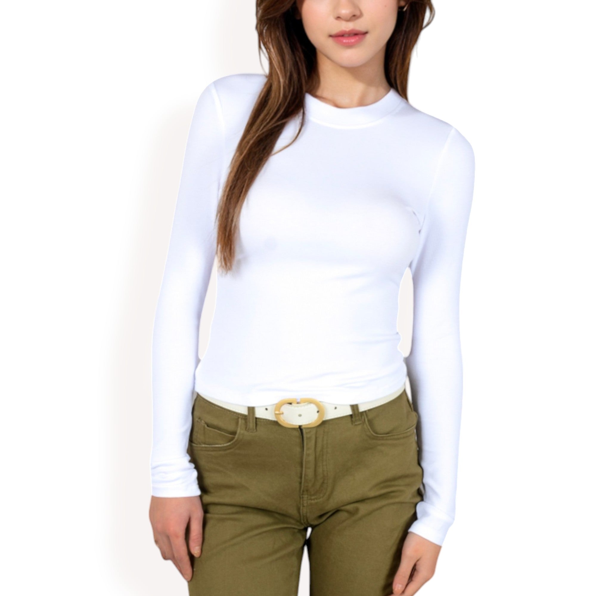 Anna-Kaci Women's Ribbed Long Sleeve Fitted Crew Neck Top