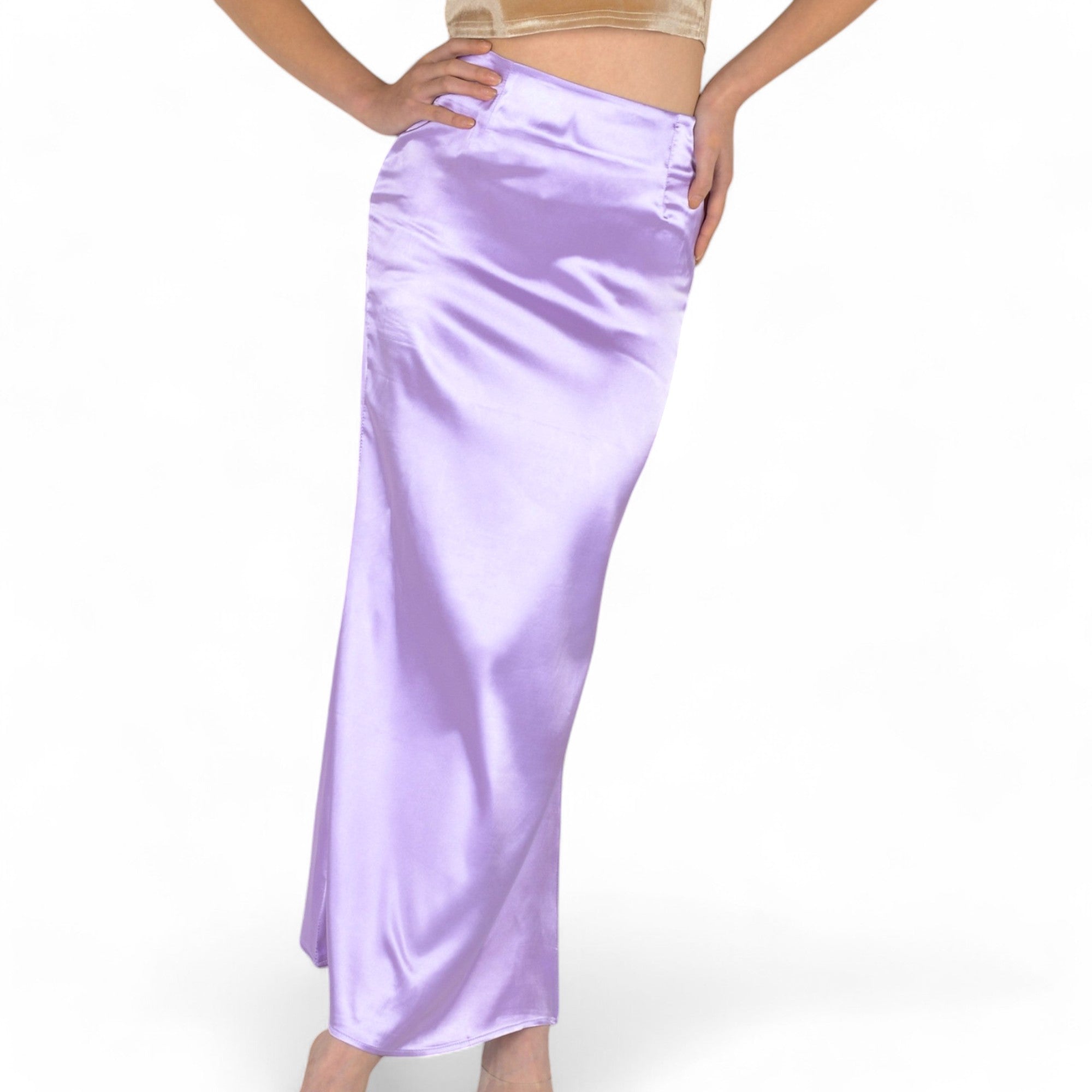 Anna-Kaci Women's High-Waisted Satin Maxi Skirt