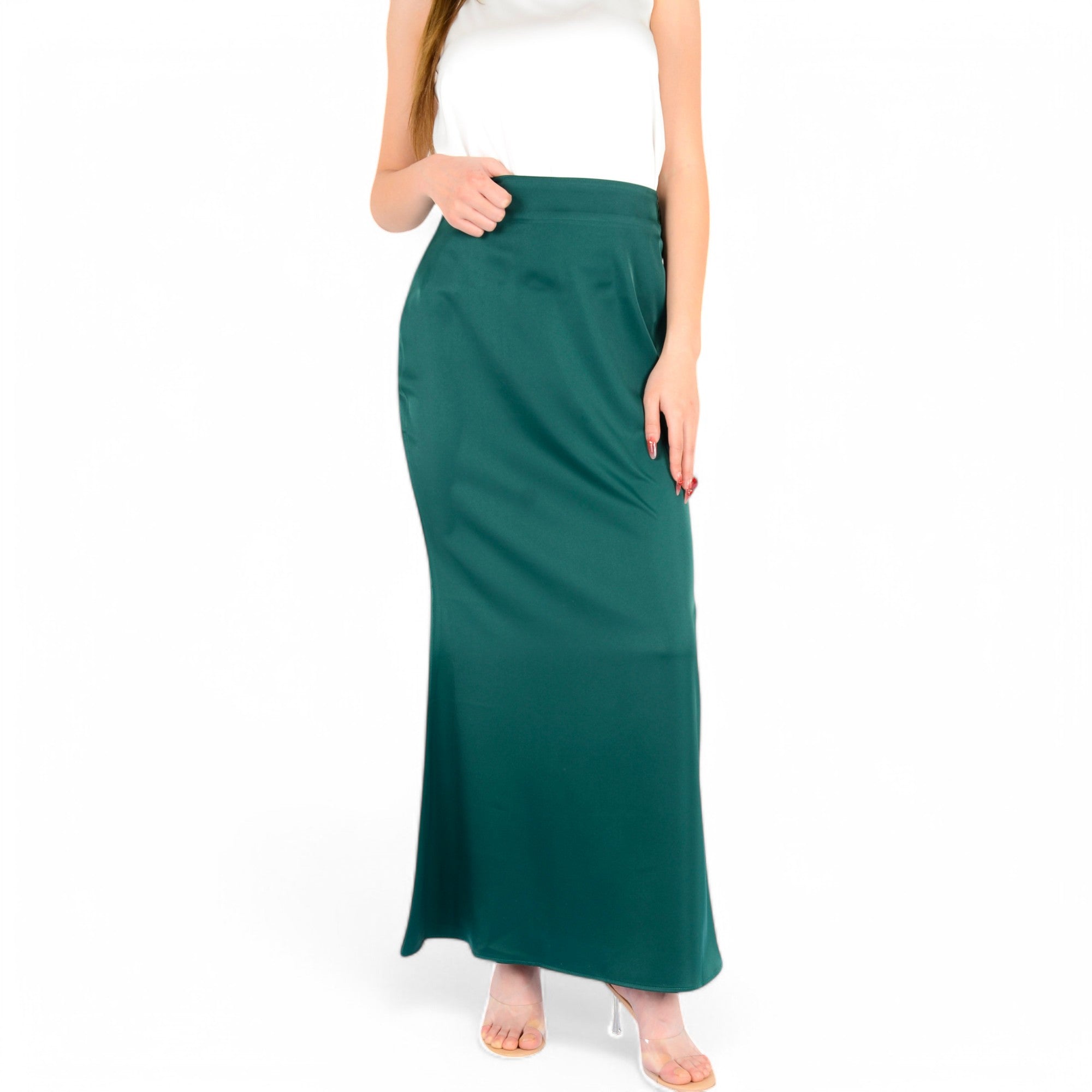 Anna-Kaci Women's Satin Maxi Skirt With High Waist And Flowing A-Line Design
