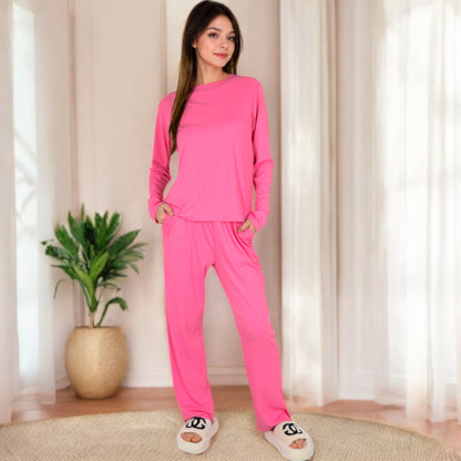 Anna-Kaci Women's Long Sleeve Pajama Set with Relaxed Fit and Soft Fabric