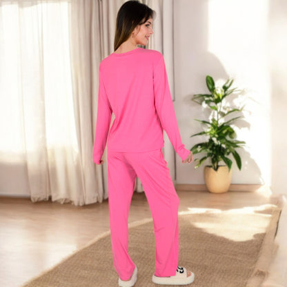 Anna-Kaci Women's Long Sleeve Pajama Set with Relaxed Fit and Soft Fabric