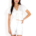 Anna-Kaci Women's Ruched Front Top and Drawstring Shorts Lounge Set
