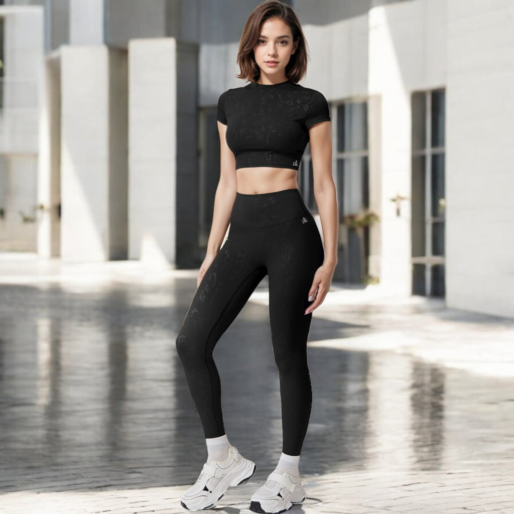 Anna-Kaci Women's High Waist Seamless Leggings with Subtle Textured Pattern