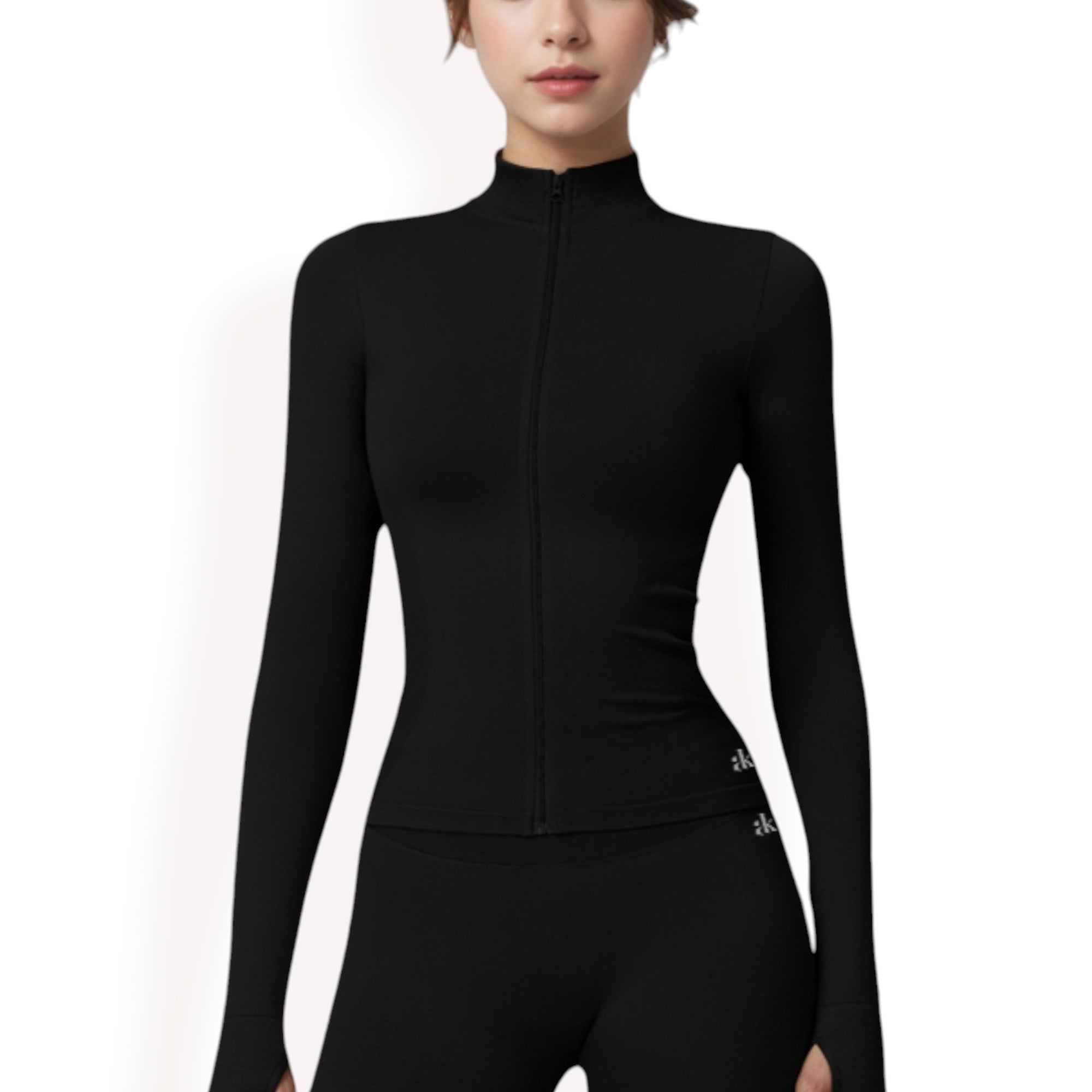 Anna-Kaci Women's Long Sleeve Full Zip Sports Jacket with High Collar and Slim Fit Design