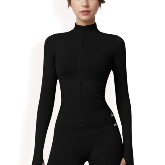 Anna-Kaci Women's Long Sleeve Full Zip Sports Jacket with High Collar and Slim Fit Design