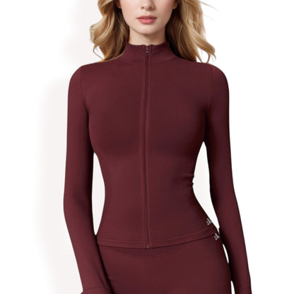 Anna-Kaci Women's Long Sleeve Full Zip Sports Jacket with High Collar and Slim Fit Design