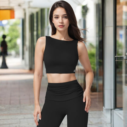 Anna-Kaci Women's Sleeveless Crop Top with High Neckline