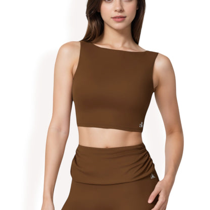 Anna-Kaci Women's Sleeveless Crop Top with High Neckline