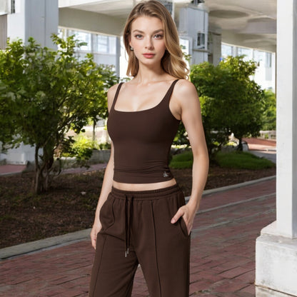 Anna-Kaci Women's Square Neck Sleeveless Tank Top with Stretch Fit