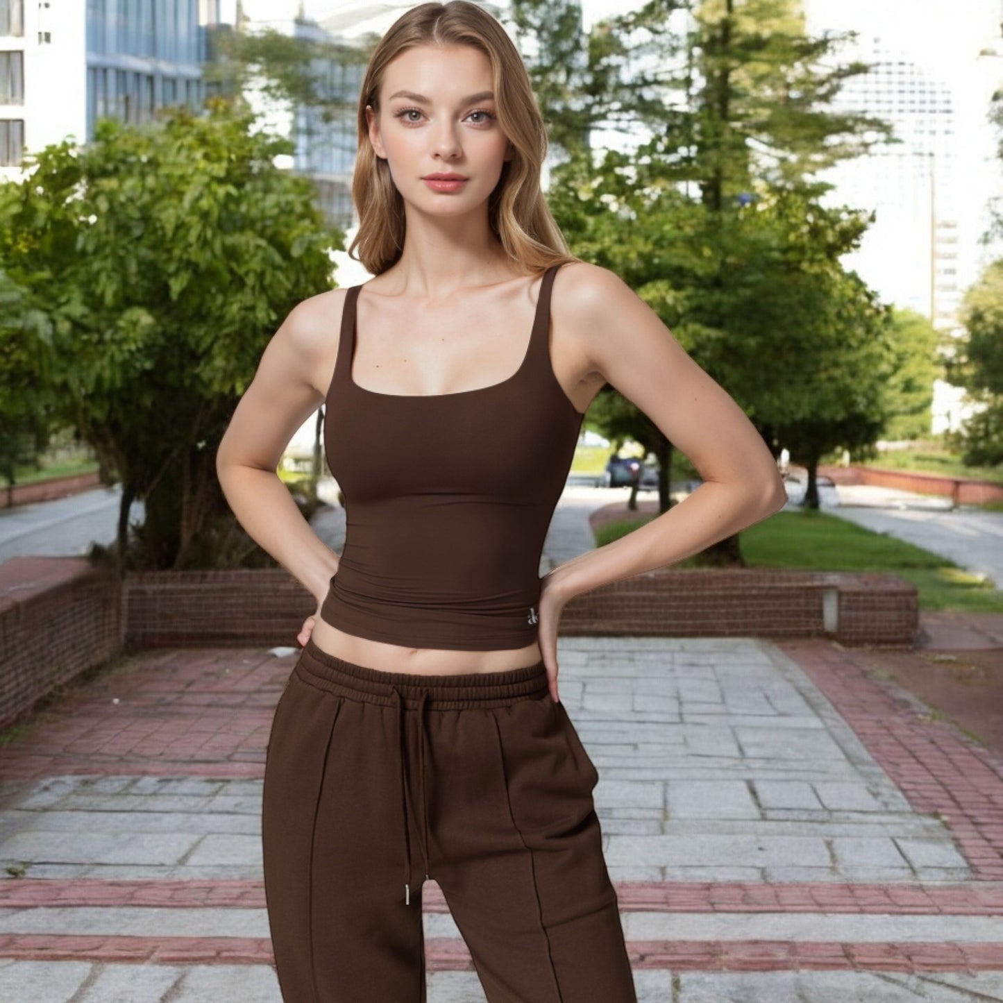Anna-Kaci Women's Square Neck Sleeveless Tank Top with Stretch Fit