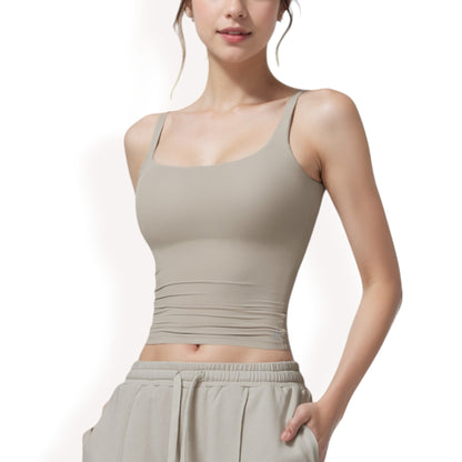 Anna-Kaci Women's Square Neck Sleeveless Tank Top with Stretch Fit