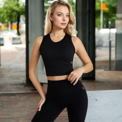 Anna-Kaci Women's Sleeveless Cropped Sports Top with Crew Neck
