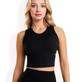 Anna-Kaci Women's Sleeveless Cropped Sports Top with Crew Neck